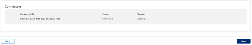 Tunnel connectors table showing the Connected status and the cloudflared client version