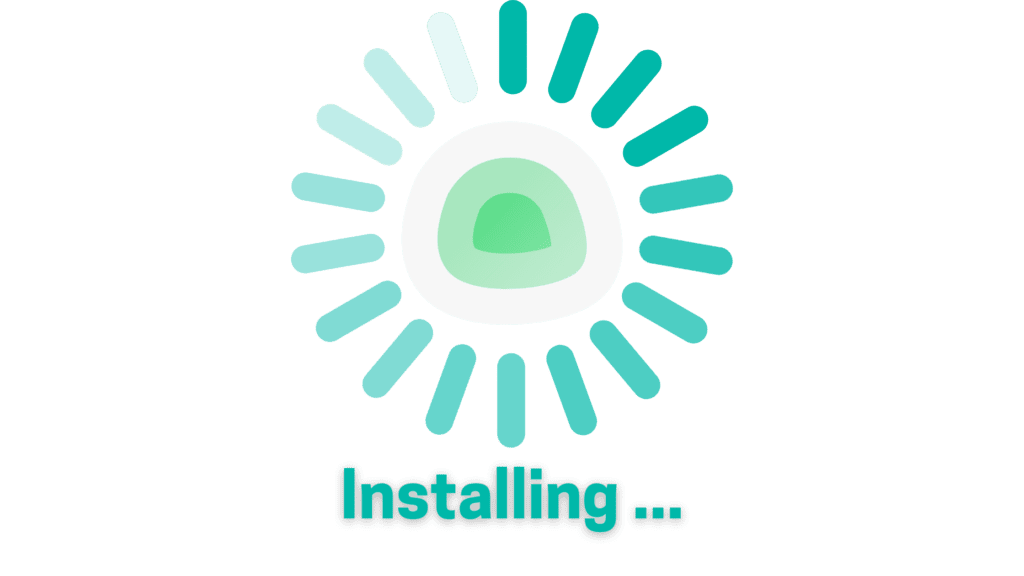 Uptime Kuma logo surrounded by radial strokes with the word Installing, introducing the installation steps